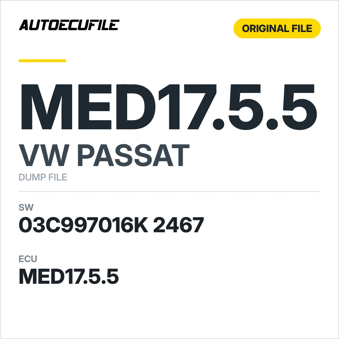 VW PASSAT MED17.5.5 03C997016K 2467 1037522238 DUMP