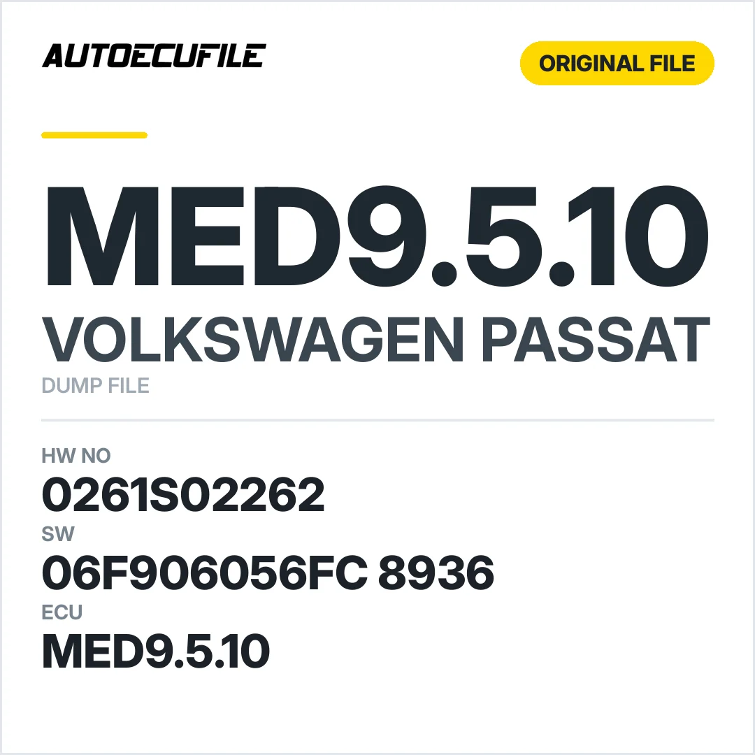 VW PASSAT MED9.5.10 0261S02262 06F906056FC 8936 1037380528 DUMP