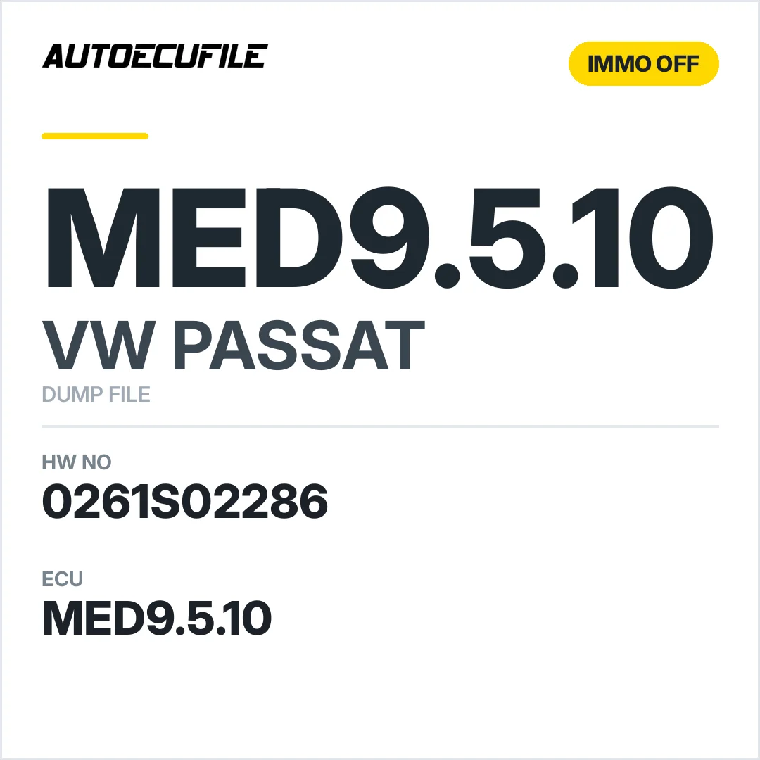 VW PASSAT MED9.5.10 0261S02286 03C906056DC IMMO OFF  DUMP