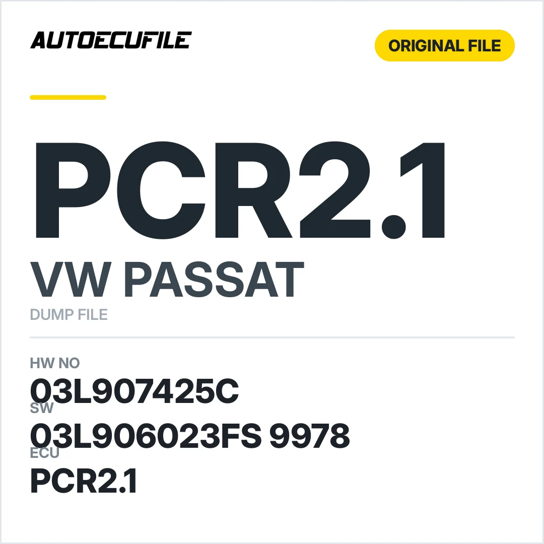 VW PASSAT PCR2.1 03L907425C 03L906023FS 9978 DUMP