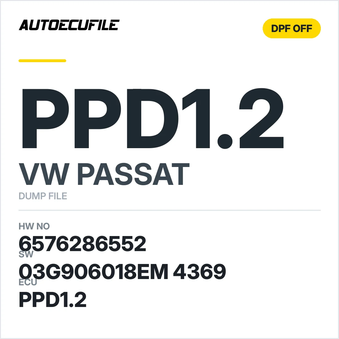 VW PASSAT PPD1.2 6576286552 03G906018EM 4369 DPF EGR OFF DUMP