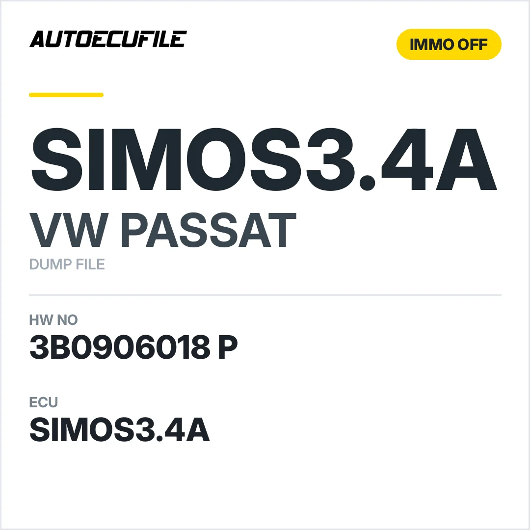 VW PASSAT SIMOS3.4A 3B0906018 P 5WP40174 03 IMMO OFF DUMP