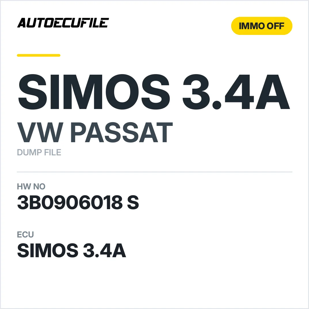 VW PASSAT SIMOS3.4A 3B0906018 S 5WP40259 04 IMMO OFF DUMP
