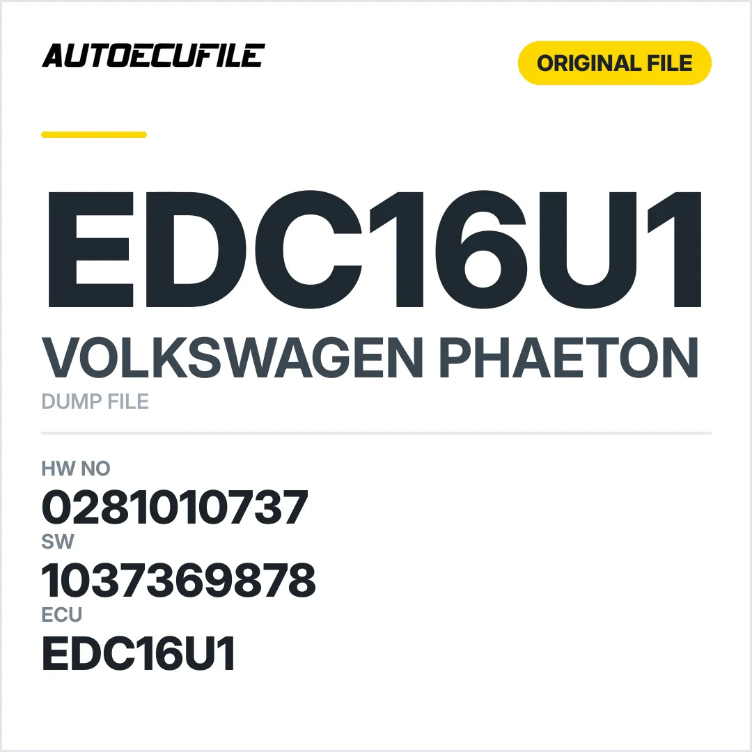 VW PHAETON EDC16U1 0281010737 1037369878 DUMP