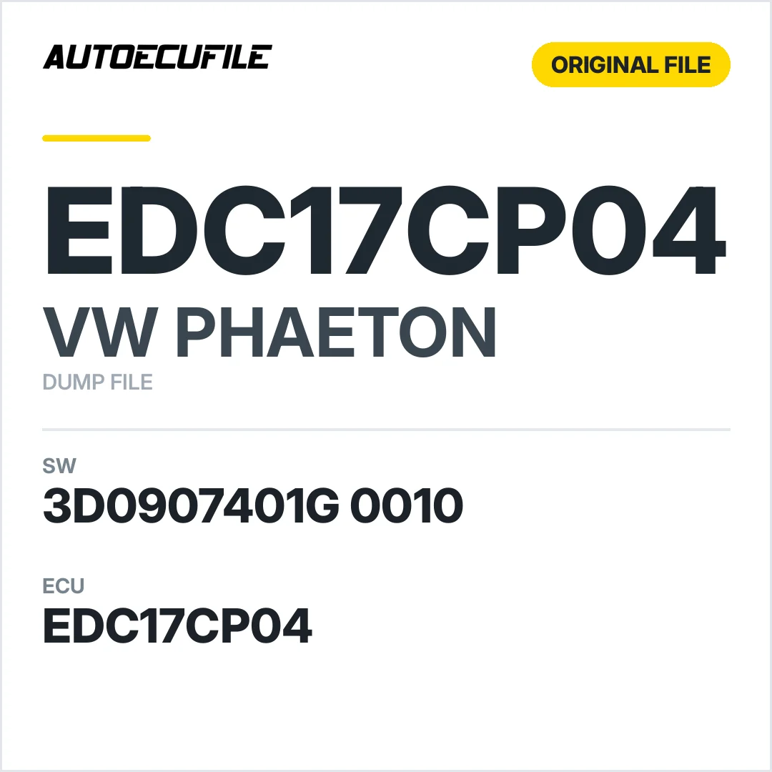 VW PHAETON EDC17CP04 3D0907401G 0010 1037397811 DUMP