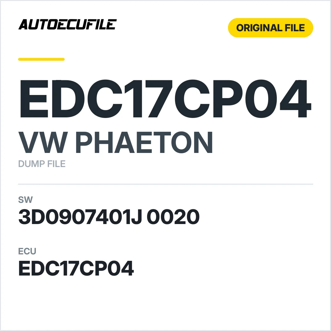 VW PHAETON EDC17CP04 3D0907401J 0020 1037536682 DUMP