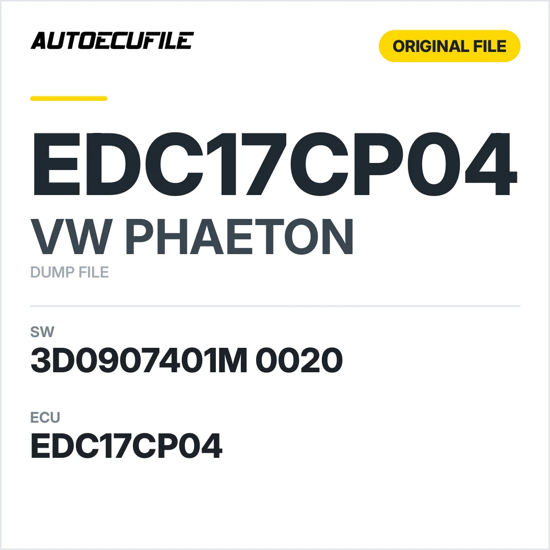 VW PHAETON EDC17CP04 3D0907401M 0020 1037536675 DUMP
