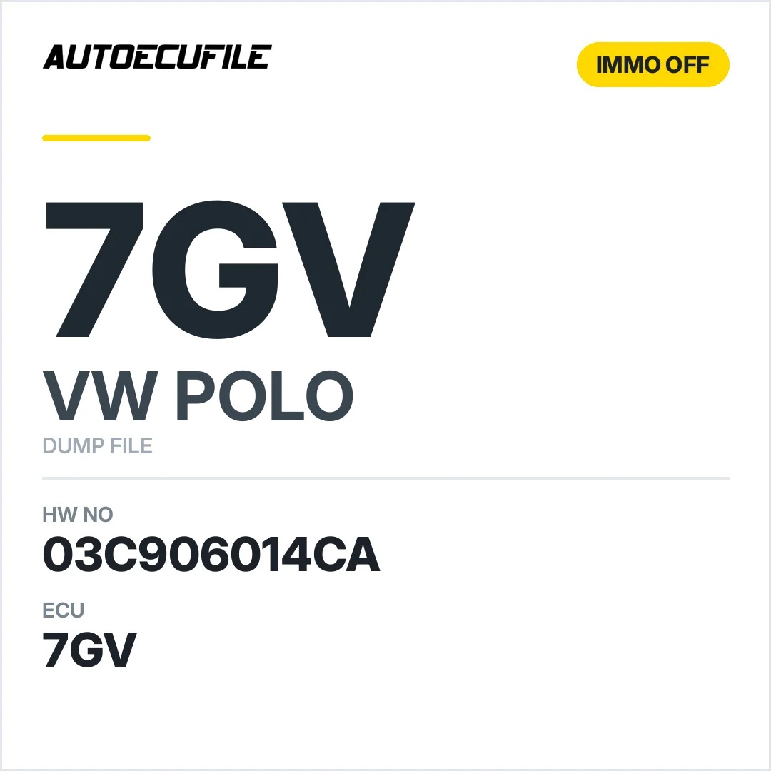 VW POLO 7GV 03C906014CA IMMO OFF DUMP