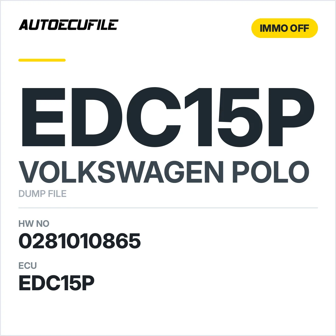 VW POLO EDC15P+ 0281010865 IMMO OFF DUMP