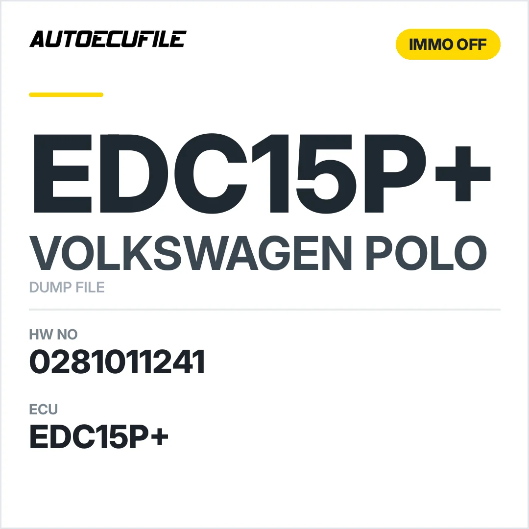 VW POLO EDC15P+ 045906019 BF 0281011241 IMMO OFF DUMP