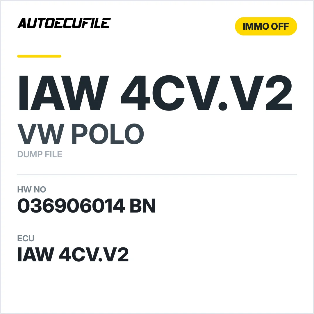 VW POLO IAW 4CV.V2 036906014 BN IMMO OFF DUMP