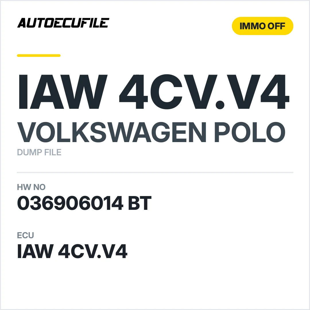 VW POLO IAW 4CV.V4 036906014 BT IMMO OFF DUMP