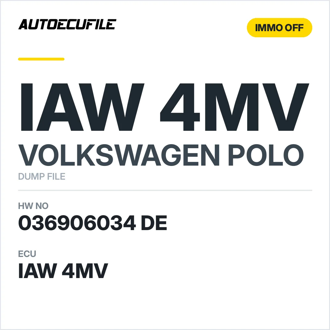 VW POLO IAW 4MV.DE 036906034 DE IMMO OFF DUMP