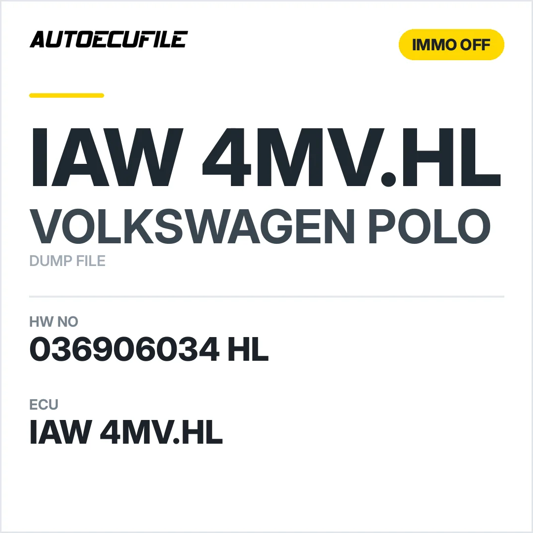 VW POLO IAW 4MV.HL 036906034 HL IMMO OFF DUMP