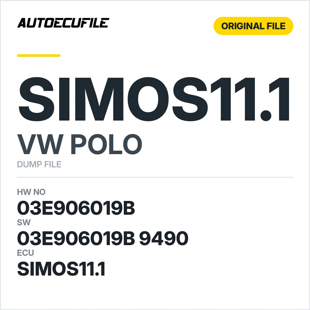 VW POLO SIMOS 11.1 03E906019B  03E906019B 9490 DUMP