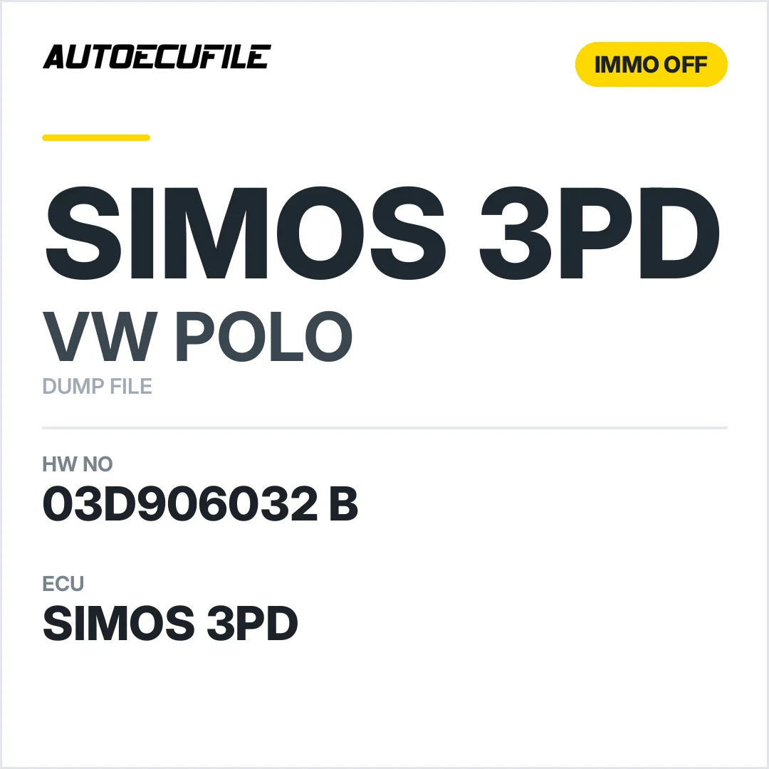 VW POLO  SIMOS 3PD 03D906032 B 5WP40125 03  IMMO OFF DUMP