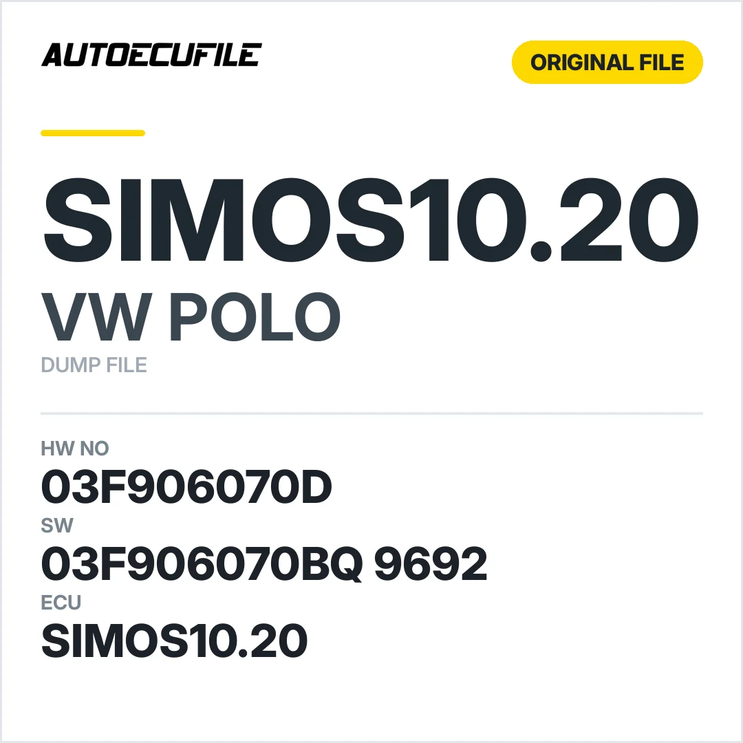 VW POLO SIMOS10.20 03F906070D 03F906070BQ 9692 DUMP