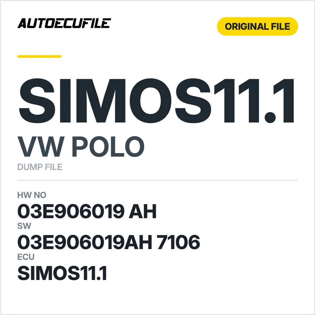 VW POLO SIMOS11.1 03E906019 AH 03E906019AH 7106 DUMP