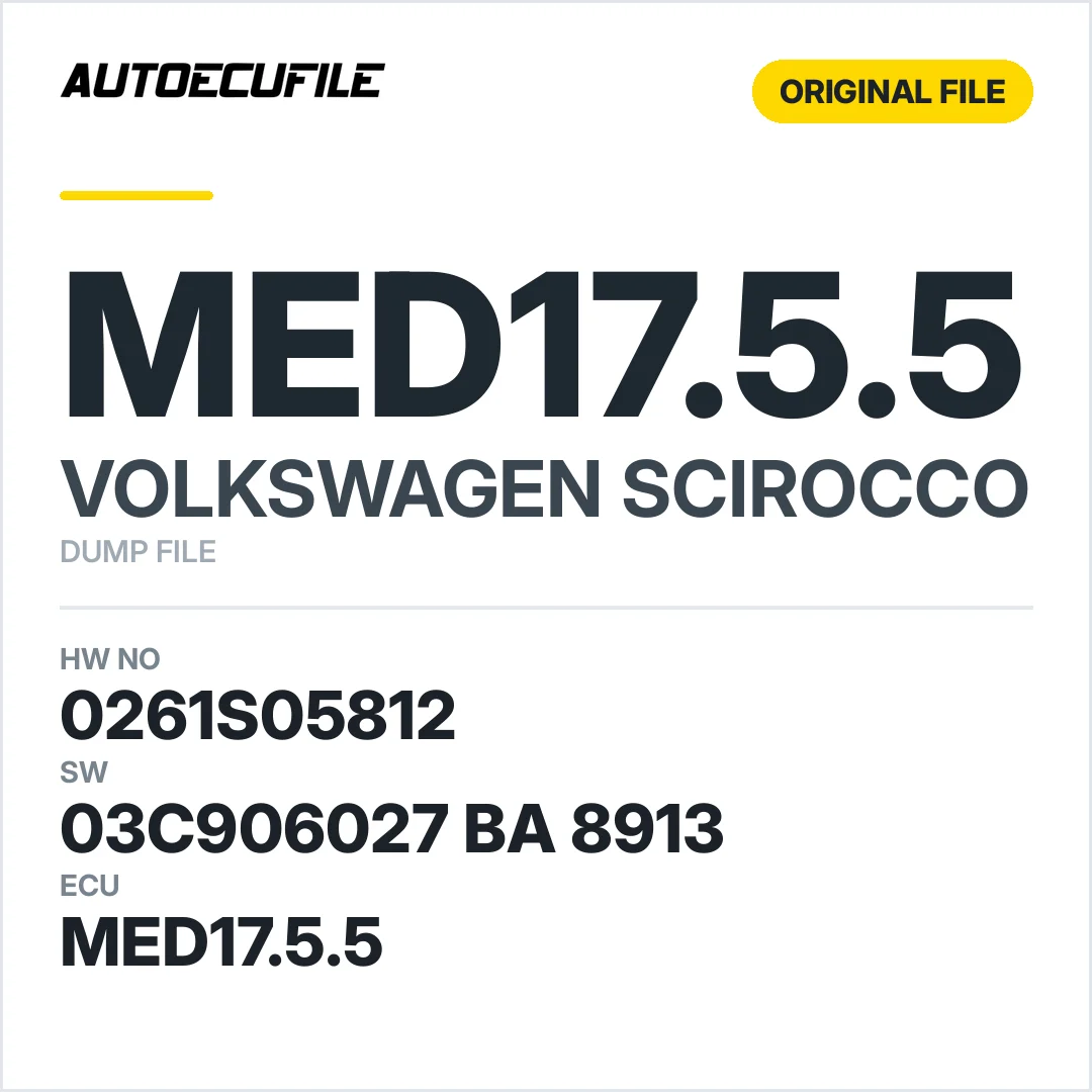 VW SCIROCCO MED17.5.5 0261S05812 03C906027 BA 8913 DUMP