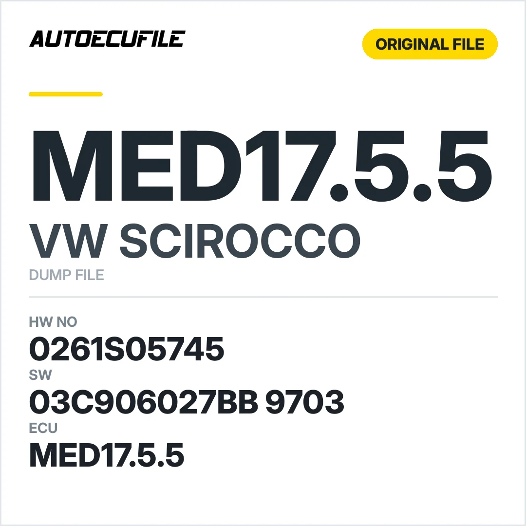 VW SCIROCCO MED17.5.5 03C906027BB 9703 1037521277 DUMP