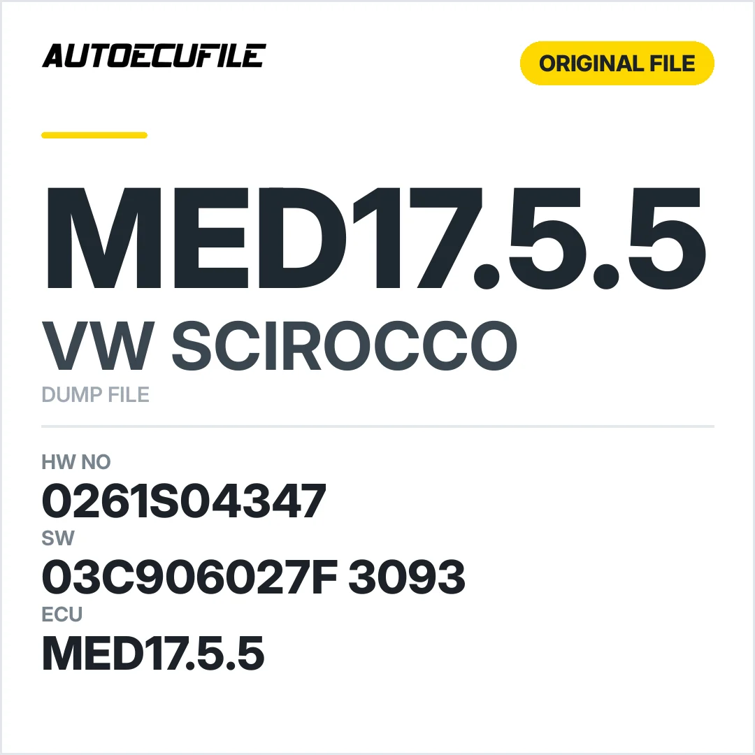 VW SCIROCCO MED17.5.5 03C906027F 3093 1037396612 DUMP