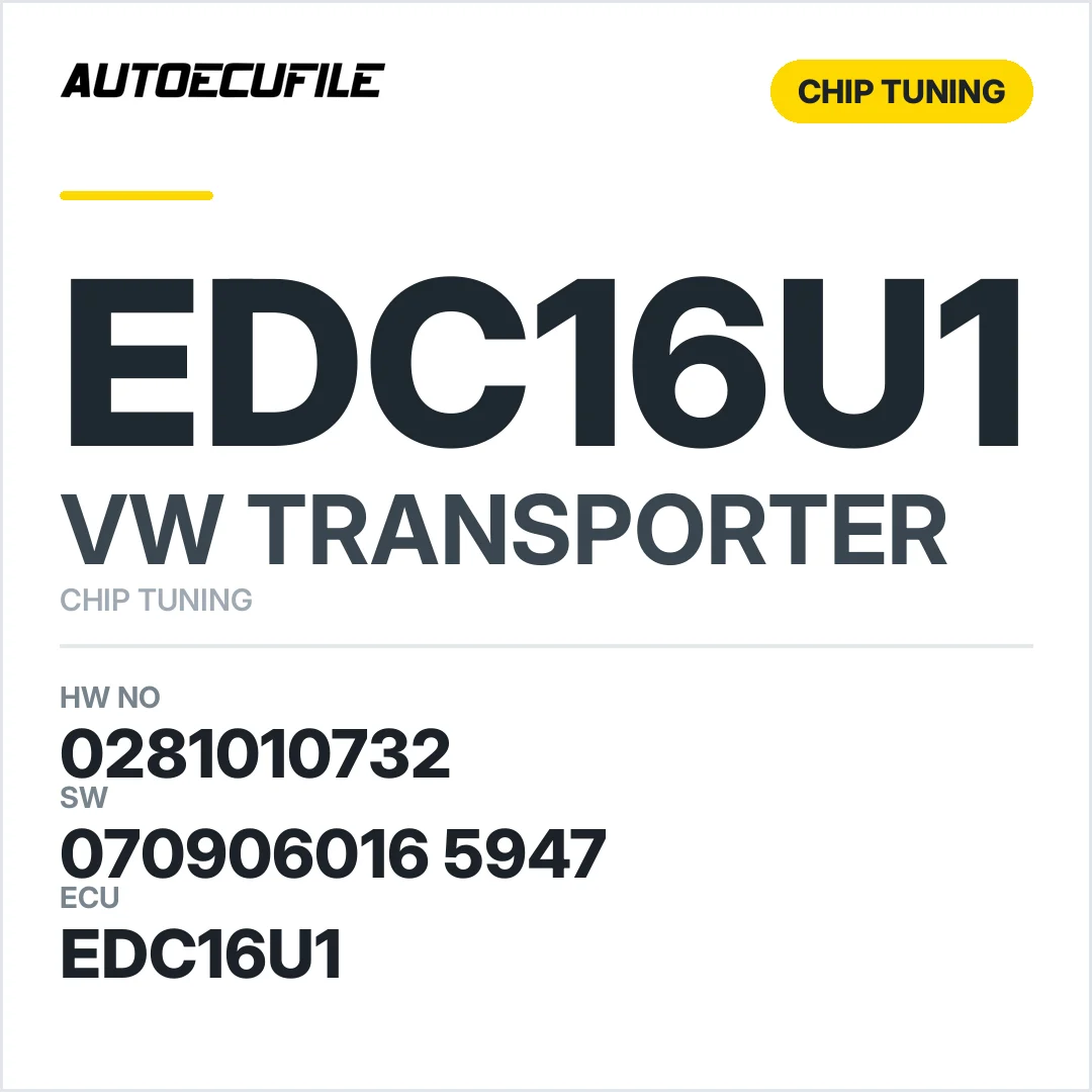 VW TRANSPORTER EDC16U1 0281010732 070906016 5947 1037370457 STAGE1 TUNED