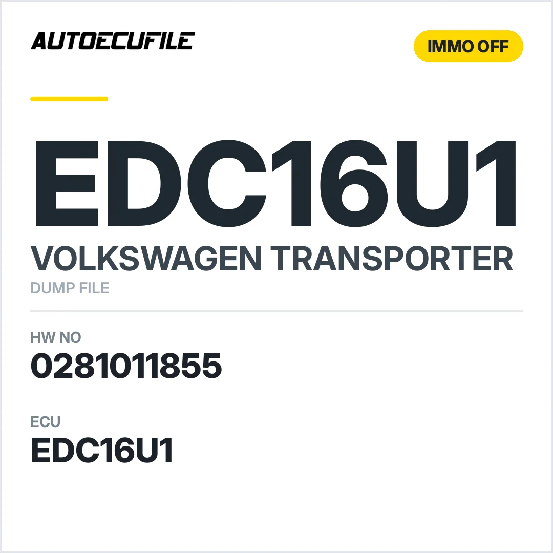 VW TRANSPORTER EDC16U1 0281011855 038906016N IMMO OFF DUMP