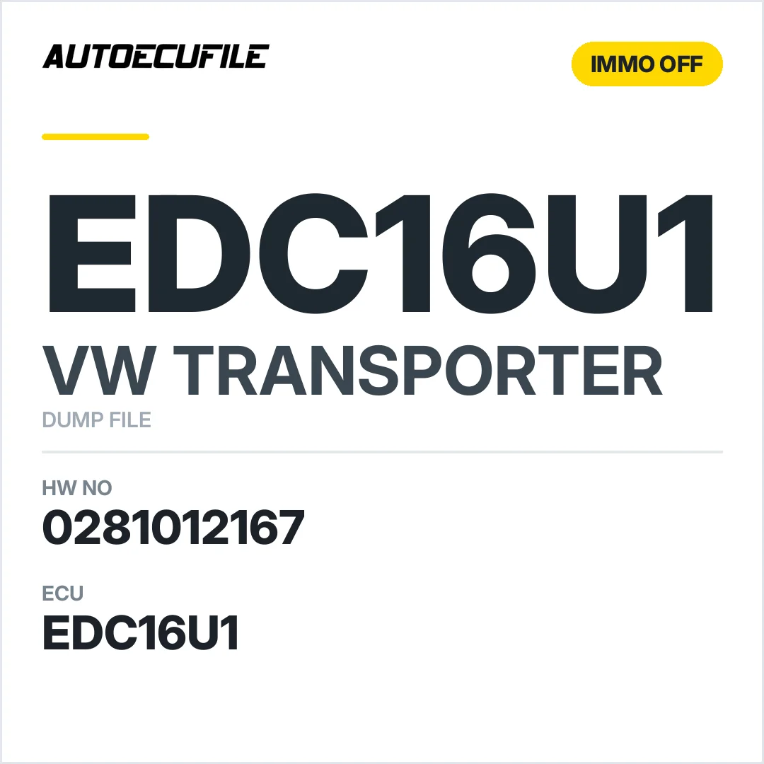 VW TRANSPORTER EDC16U1 0281012167 IMMO OFF DUMP