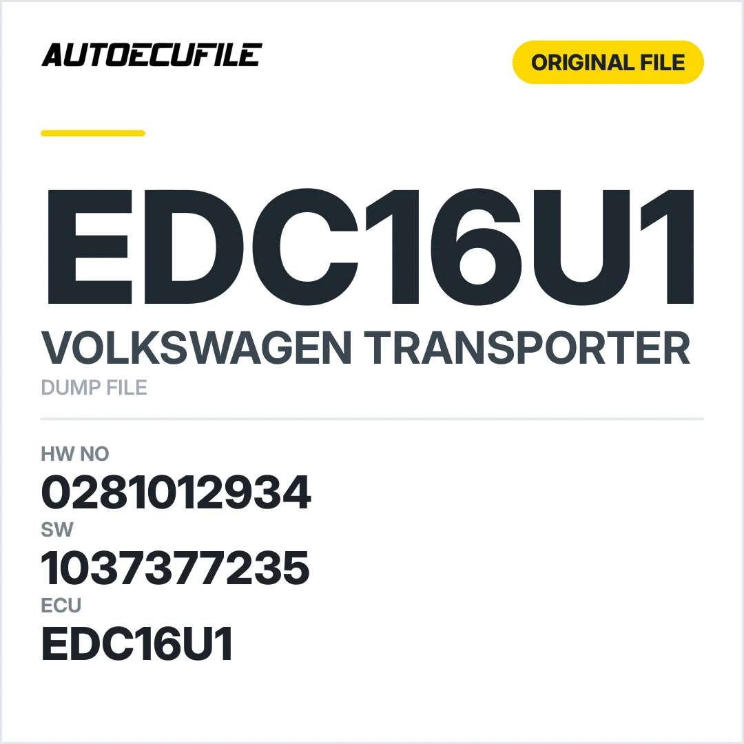 VW TRANSPORTER EDC16U1 0281012934 038997016F 7593 1037377235 DUMP