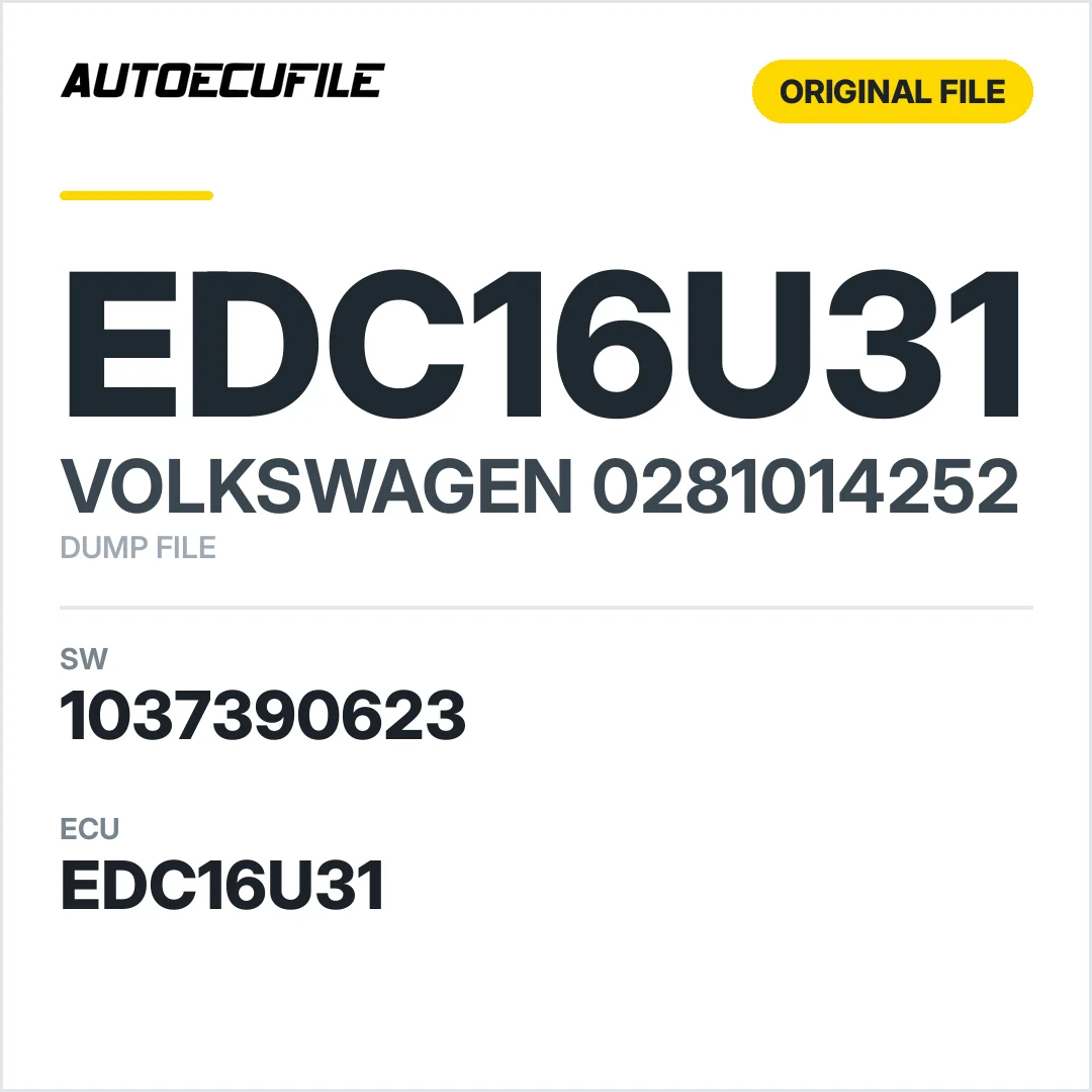 VW TRANSPORTER EDC16U31 0281014252 1037390623 DUMP