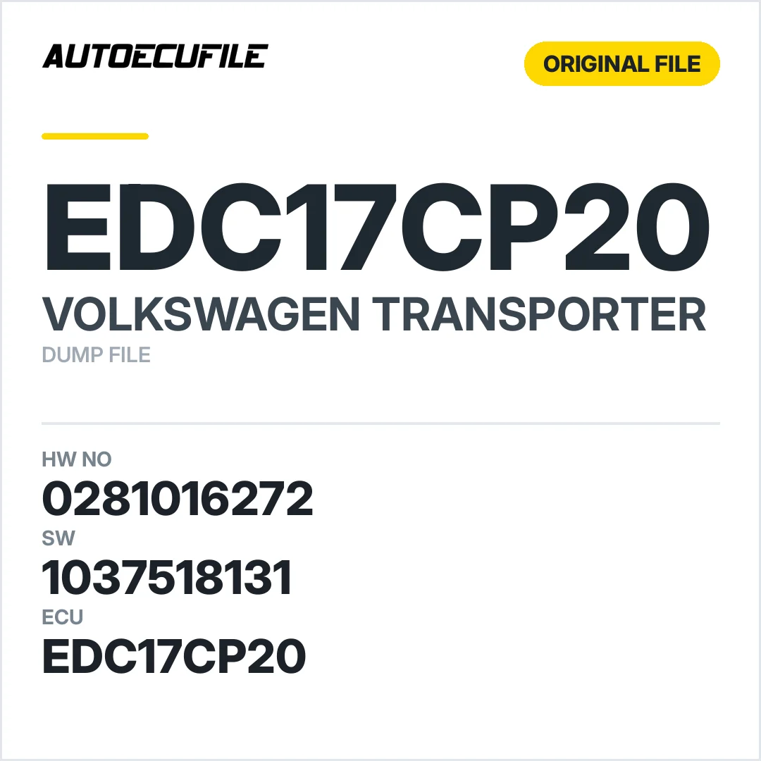 VW TRANSPORTER EDC17CP20 0281016272 1037518131 DUMP