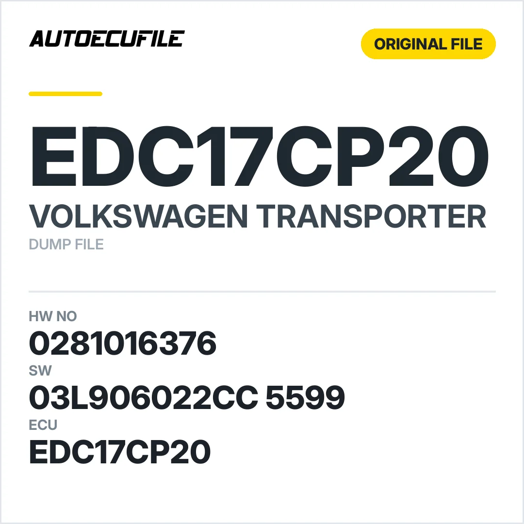 VW TRANSPORTER EDC17CP20  0281016376 03L906022CC 5599 1037504737 DUMP
