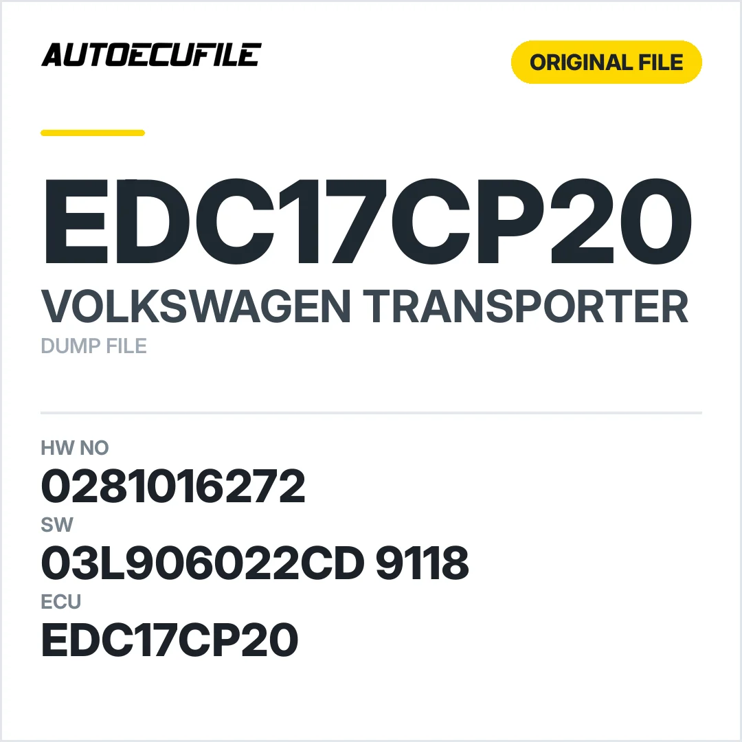 VW TRANSPORTER EDC17CP20  03L906022CD  9118 DUMP