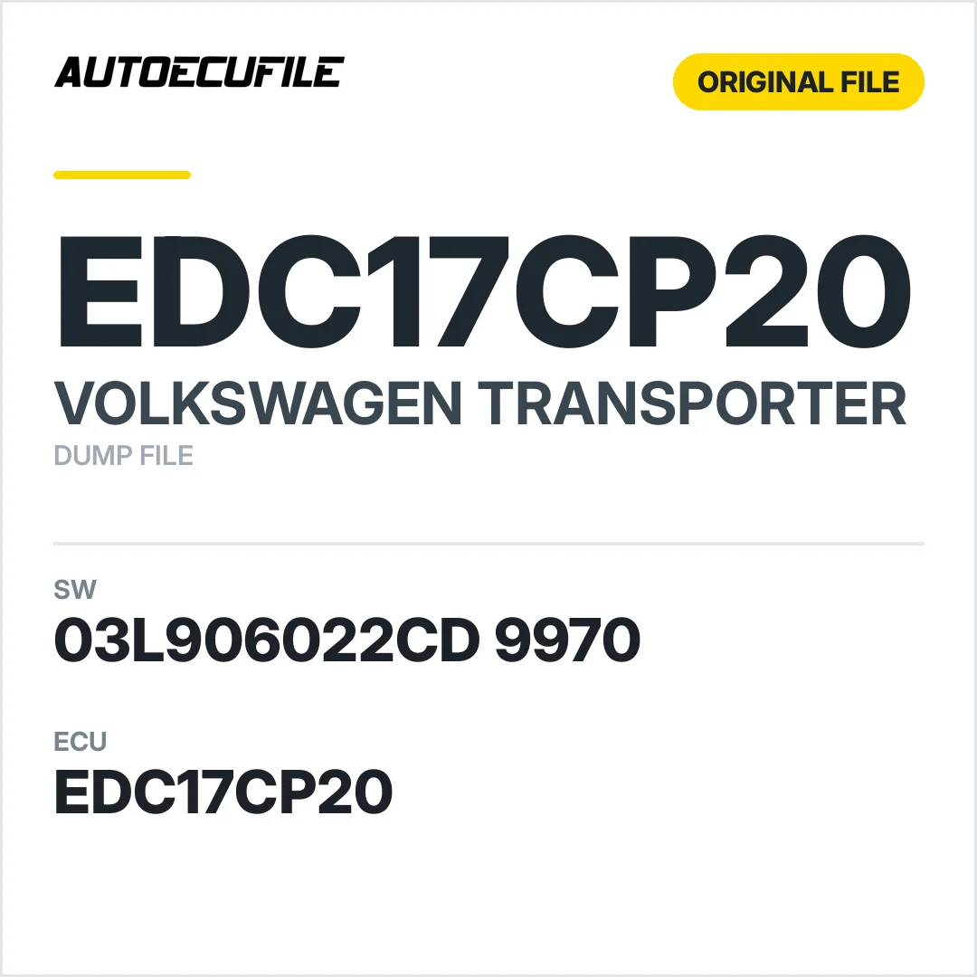 VW TRANSPORTER EDC17CP20 03L906022CD  9970 DUMP